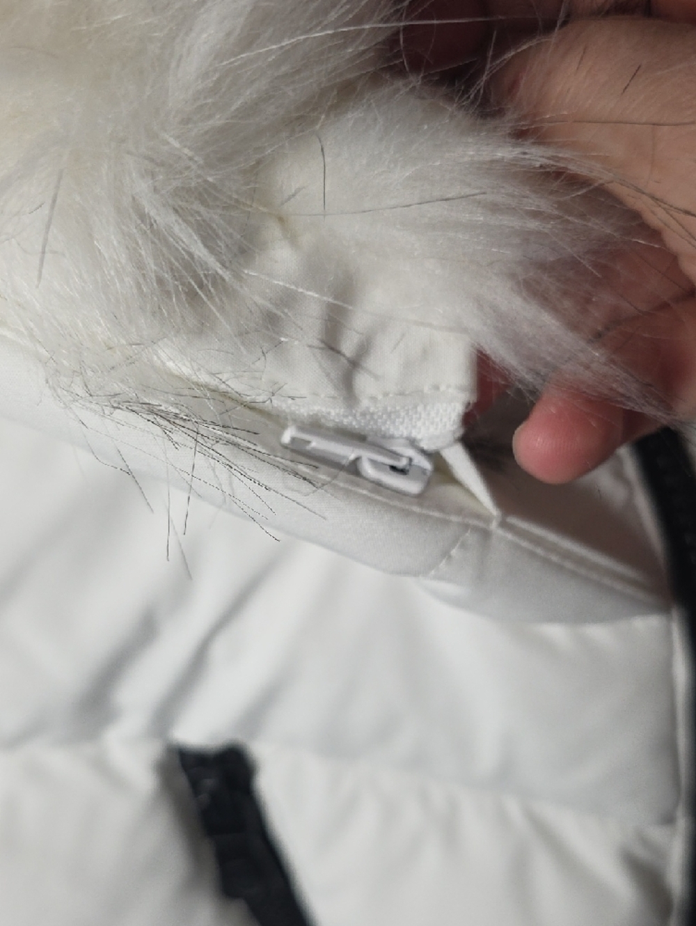 White Faux-Fur Trim Belted Puffer Jacket - Picture 13 of 15